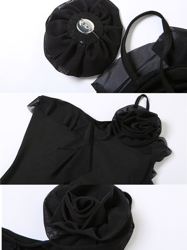 One Shoulder Design Ruffles Mini Dress -- YKIIY  CLOTHING