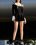 Open Shoulder Bell Sleeve Mini Dress -- YKIIY  CLOTHING