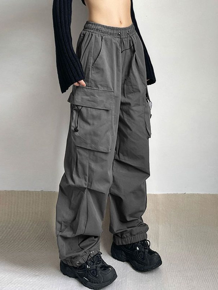 Oversized Cargo Parachute Pants -- YKIIY  CLOTHING