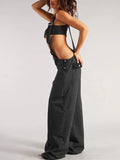 Patch Pocket Zipper Denim Overall Pants -- YKIIY  CLOTHING