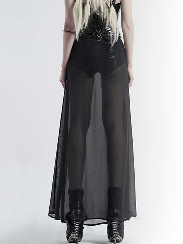 Patchwork See Through High Slit Skirt -- YKIIY  CLOTHING