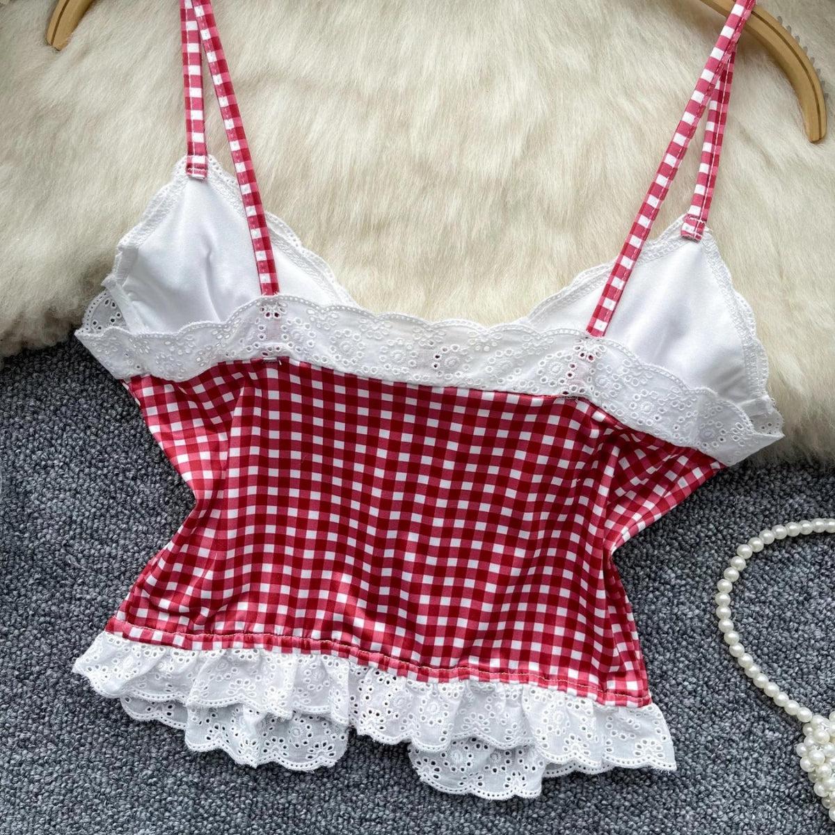 Plaid Bustier Crop Top -- YKIIY  CLOTHING