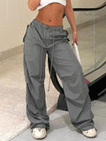 Plain Drawstring Elastic Waist Pants -- YKIIY  CLOTHING