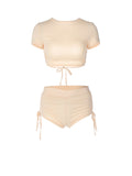 Plain Round Neck Drawstring Two Piece Set -- YKIIY  CLOTHING