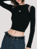 Plain Round Neck Patchwork T-Shirt -- YKIIY  CLOTHING