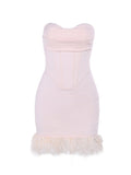 Plain Strapless Push Up Mini Dress -- YKIIY  CLOTHING