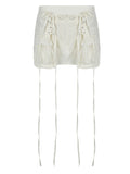 Plain Zipper Flap Pocket Lace Up Skirt -- YKIIY  CLOTHING