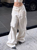 Plain Zipper Wide Legs Cargo Pants -- YKIIY  CLOTHING