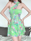 Plant Printed Strapless Backless Two Piece Set -- YKIIY  CLOTHING