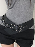 Punk Leather Belt with Metal Buckle -- YKIIY  CLOTHING