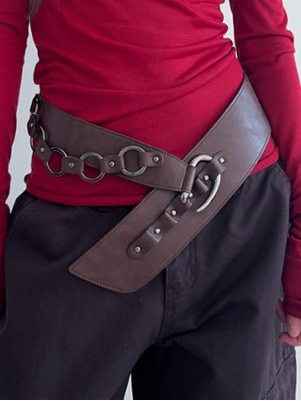 Punk Leather Belt with Metal Buckle -- YKIIY  CLOTHING