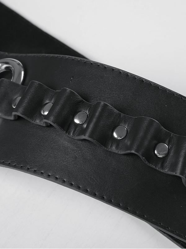 Punk Leather Belt with Metal Buckle -- YKIIY  CLOTHING