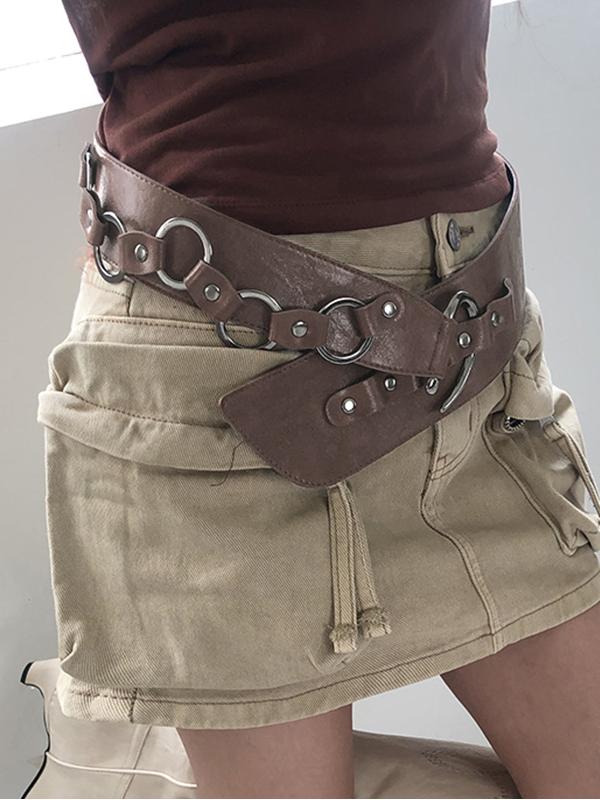 Punk Leather Belt with Metal Buckle -- YKIIY  CLOTHING