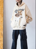 Ragdoll Bear Printed Couple Loose Hooded Sweatshirt -- YKIIY  CLOTHING