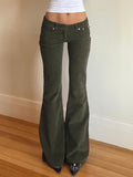 Retro Low-rise Flared Corduroy Pants -- YKIIY  CLOTHING