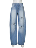 Ripped Banana Jeans Blue Casual Trendy Loose Jeans -- YKIIY  CLOTHING