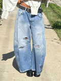 Ripped Banana Jeans Blue Casual Trendy Loose Jeans -- YKIIY  CLOTHING