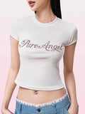 Round Neck Exposed Navel T-Shirt -- YKIIY  CLOTHING