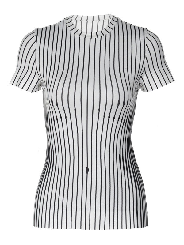 Round Neck Slim Vertical Striped T-Shirt -- YKIIY  CLOTHING