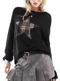 Round Neck Star Patchwork Sweatshirt -- YKIIY  CLOTHING