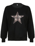 Round Neck Star Patchwork Sweatshirt -- YKIIY  CLOTHING