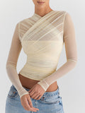 See Through Plain Cross Blouse -- YKIIY  CLOTHING