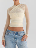 See Through Plain Cross Blouse -- YKIIY  CLOTHING