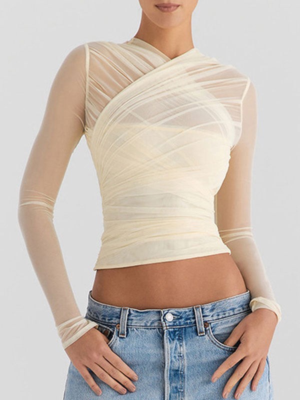 See Through Plain Cross Blouse -- YKIIY  CLOTHING