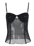 Sequin Glitter Spaghetti Strap Camis -- YKIIY  CLOTHING