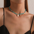 Simple Beaded Shell Pendant Necklace -- YKIIY  CLOTHING