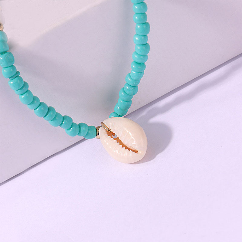 Simple Beaded Shell Pendant Necklace -- YKIIY  CLOTHING