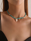 Simple Beaded Shell Pendant Necklace -- YKIIY  CLOTHING