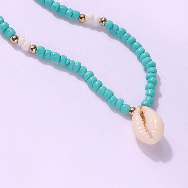 Simple Beaded Shell Pendant Necklace -- YKIIY  CLOTHING