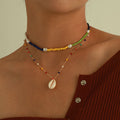 Simple Color Beads Shell Pendant Multilayer Necklace -- YKIIY  CLOTHING