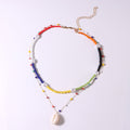 Simple Color Beads Shell Pendant Multilayer Necklace -- YKIIY  CLOTHING