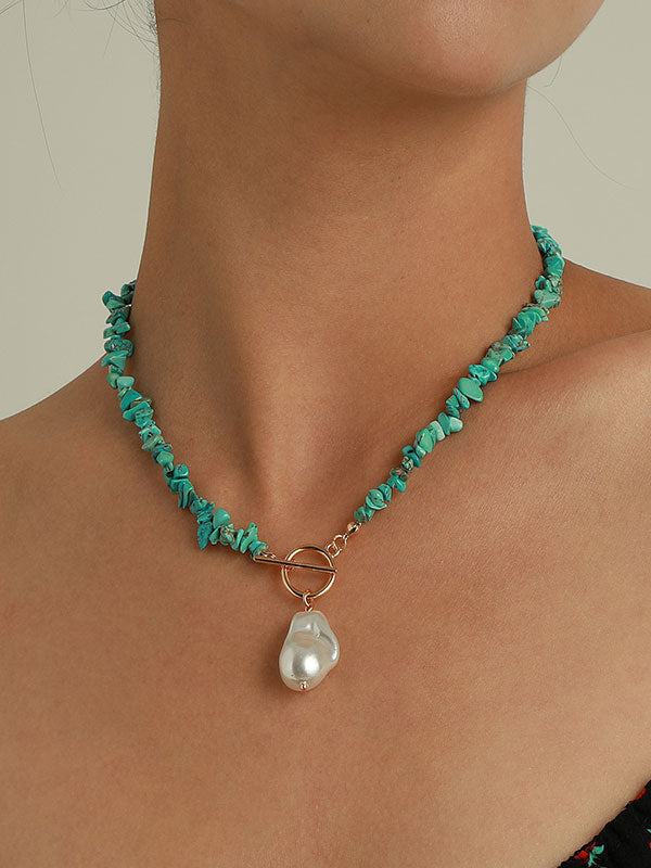 Simple Turquoise Shaped Pearl Necklace -- YKIIY  CLOTHING