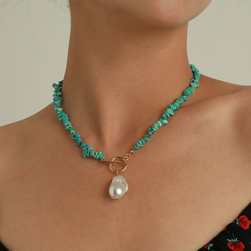 Simple Turquoise Shaped Pearl Necklace -- YKIIY  CLOTHING