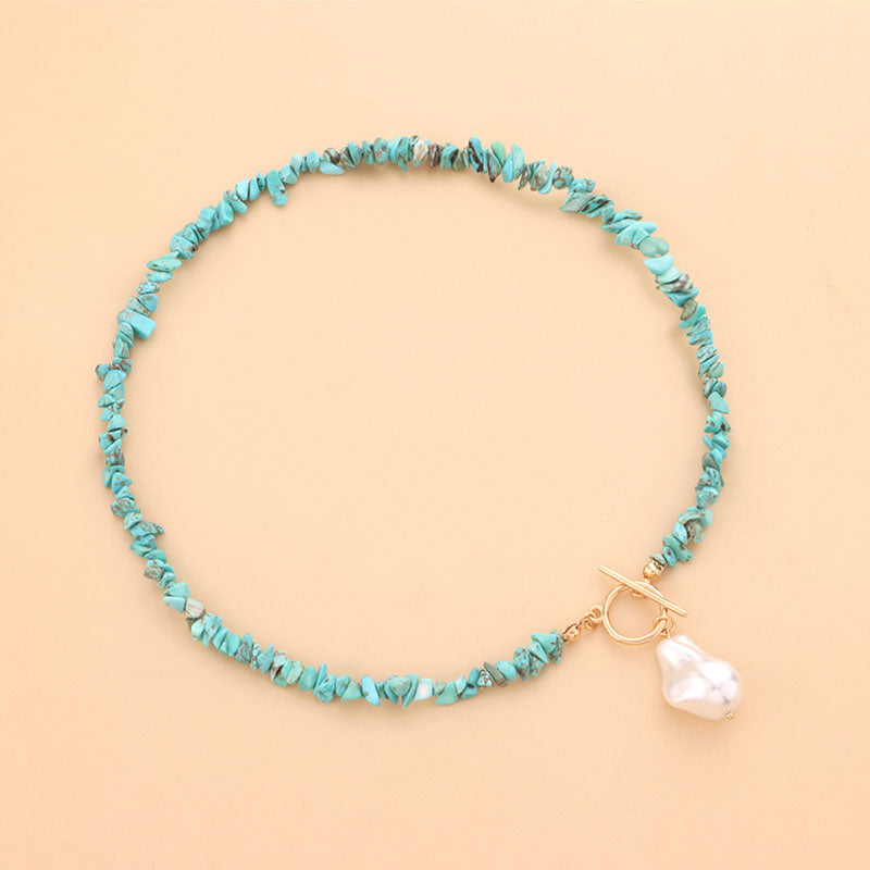 Simple Turquoise Shaped Pearl Necklace -- YKIIY  CLOTHING