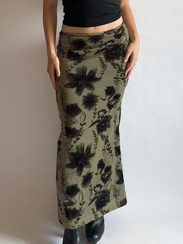 Smudge-dyed Milk Silk High Waist Midi Skirt -- YKIIY  CLOTHING