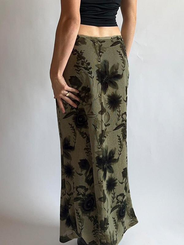 Smudge-dyed Milk Silk High Waist Midi Skirt -- YKIIY  CLOTHING