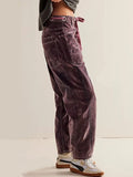 Solid Drawstring Elastic Waist Pants -- YKIIY  CLOTHING