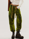 Solid Drawstring Elastic Waist Pants -- YKIIY  CLOTHING