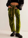 Solid Drawstring Elastic Waist Pants -- YKIIY  CLOTHING