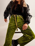 Solid Drawstring Elastic Waist Pants -- YKIIY  CLOTHING