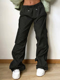 Solid Elastic Waist Drawstring Pants -- YKIIY  CLOTHING