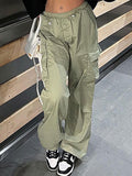 Solid Elastic Waist Drawstring Pants -- YKIIY  CLOTHING