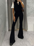 Solid High Waist Flared Pants -- YKIIY  CLOTHING