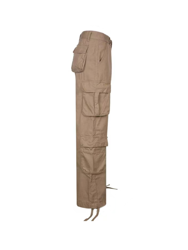 Solid Zipper Flap Pocket Cargo Pants -- YKIIY  CLOTHING