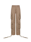 Solid Zipper Flap Pocket Cargo Pants -- YKIIY  CLOTHING