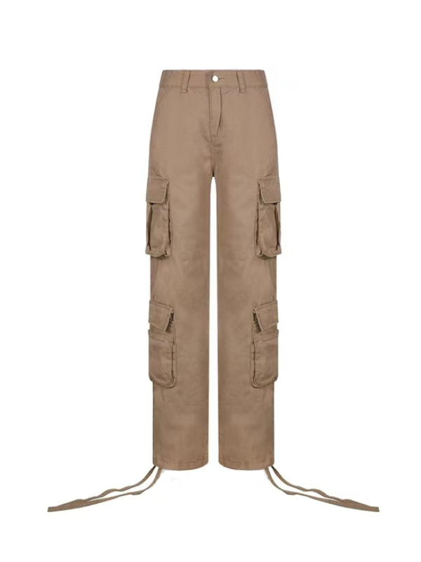 Solid Zipper Flap Pocket Cargo Pants -- YKIIY  CLOTHING